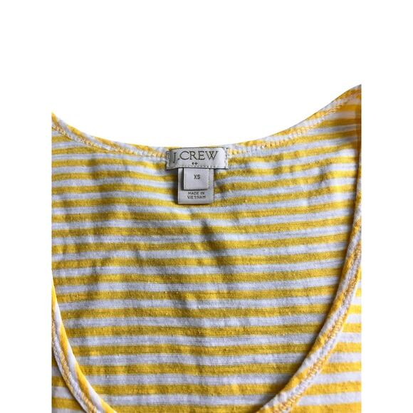 J.Crew Yellow Striped Tank Top Sz XS Pocket Cotton Sleeveless Tee Shirt - Picture 2 of 5